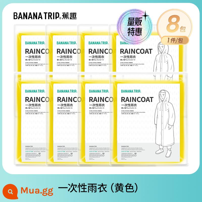 Banana Fun Áo mưa dùng một lần Bao giày Người lớn Trẻ em Áo mưa Poncho Leo núi Đi bộ đường dài Buổi hòa nhạc Quần áo mưa trong suốt Thiết bị - Áo mưa dùng một lần màu vàng*8