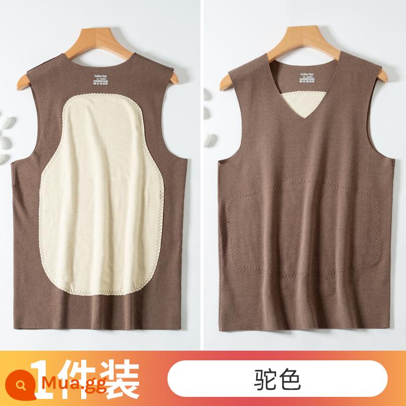 Lụa Nhung Liền Mạch Ấm Áo Vest Nam Thu Đông Bên Trong Plus Nhung Dày Không Tay Đáy Áo Vest Vai Áo Vest - 1 miếng (lạc đà)