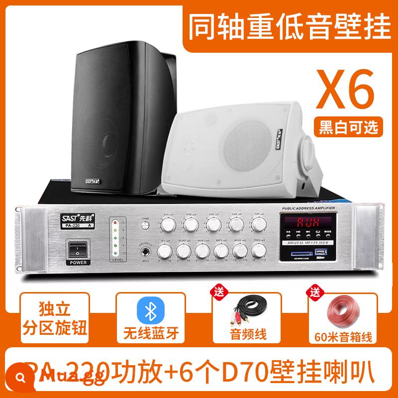 Xianke Wall Audiovutions SOUND Box Store - Bộ khuếch đại công suất năm vùng PA-220 + loa siêu trầm D70 treo tường*cáp 6+60 mét