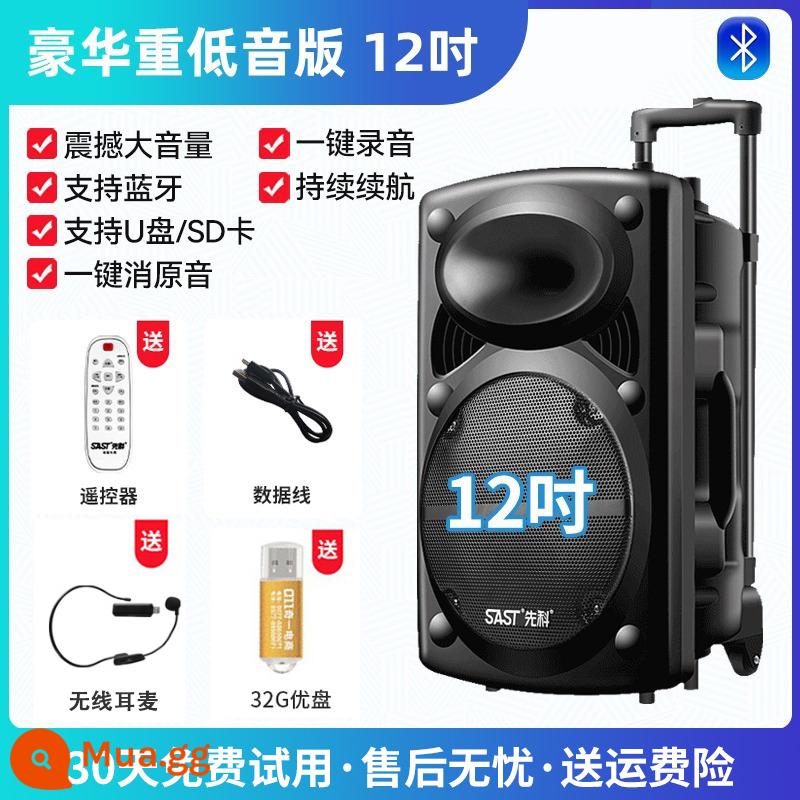 Xianke Vuông Vũ Âm Thanh Karaoke Ngoài Trời Chuyên Nghiệp Loa Có Micro Nhà Cần Gạt Bluetooth Micro Kéo Tay - Phiên bản loa siêu trầm sang trọng 12 inch + tai nghe không dây + ổ flash USB 32G + điều khiển từ xa