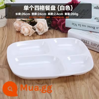 Đĩa melamine hai ô lưới đĩa thức ăn nhanh màu trắng dày giả sứ khay nhựa đĩa hình chữ nhật đĩa lưới đôi đĩa lưới - Đĩa ăn 4 ngăn màu trắng