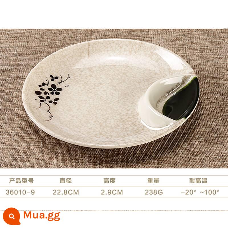 Đĩa melamine hai ô lưới đĩa thức ăn nhanh màu trắng dày giả sứ khay nhựa đĩa hình chữ nhật đĩa lưới đôi đĩa lưới - Đĩa bánh sen