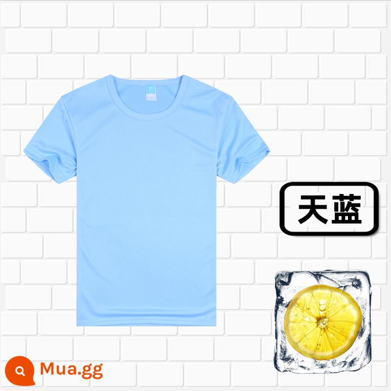 Áo thun cotton tùy chỉnh logo cổ tròn quần áo công sở in quảng cáo văn hóa áo đảng nhóm lớp đồng phục tay ngắn thêu - 306 màu xanh da trời