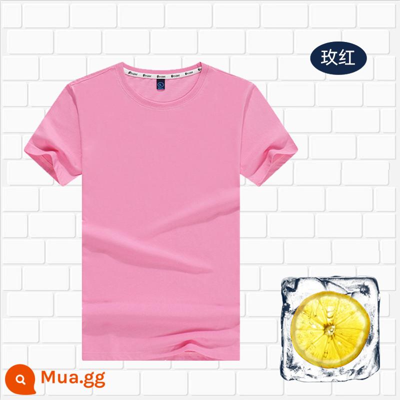 Áo thun cotton tùy chỉnh logo cổ tròn quần áo công sở in quảng cáo văn hóa áo đảng nhóm lớp đồng phục tay ngắn thêu - 803 hoa hồng đỏ