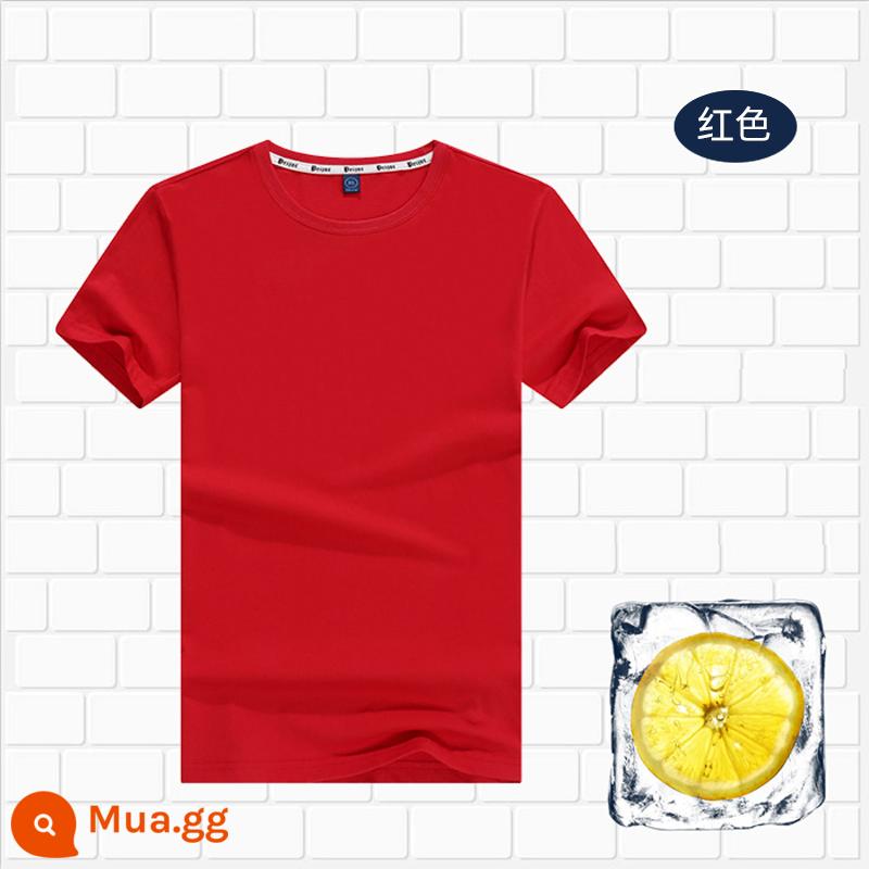 Áo thun cotton tùy chỉnh logo cổ tròn quần áo công sở in quảng cáo văn hóa áo đảng nhóm lớp đồng phục tay ngắn thêu - 803 màu đỏ