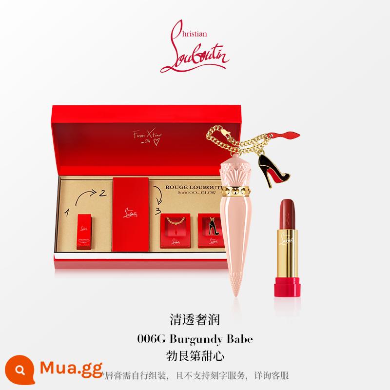 [Quà tặng Giáng sinh] Hộp quà tặng son môi tùy chỉnh CL Lu Platinum Queen's Scepter Guangyao cl Luo Boding Lipstick - 006G+vỏ bột+dây chuyền+giày đế đỏ