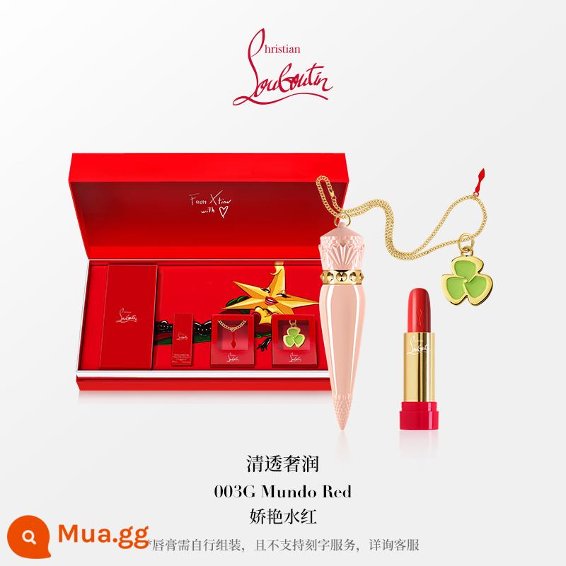 [Quà tặng năm mới] Hộp quà tặng son môi tùy chỉnh CL Road Platinum Queen's Scepter Guangyao cl Luo Boding Son môi dưỡng ẩm - 003G+hộp đựng bột+dây chuyền+cỏ ba lá