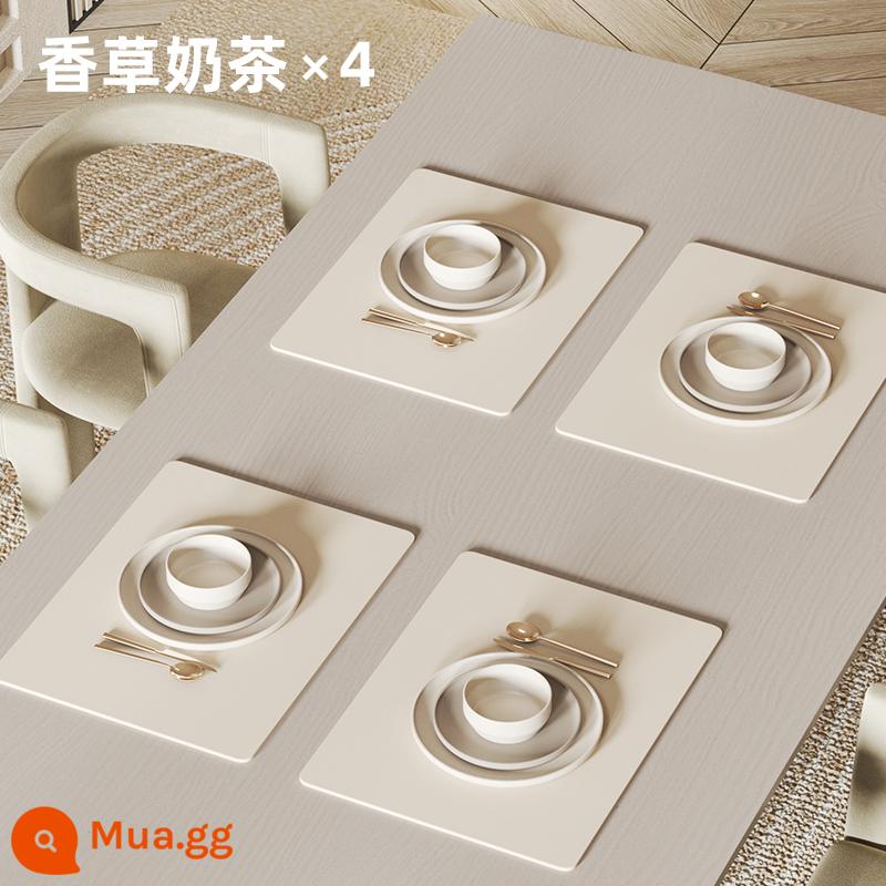 Thảm placemat không thấm nước cao cấp cảm giác placemat vải cách nhiệt dùng một lần không thấm nước và chống dầu mat bữa ăn mat tấm mat ánh sáng sang trọng pvc màu trắng - Gói 4 [trà sữa vani (hai mặt và hai màu)*4 miếng]