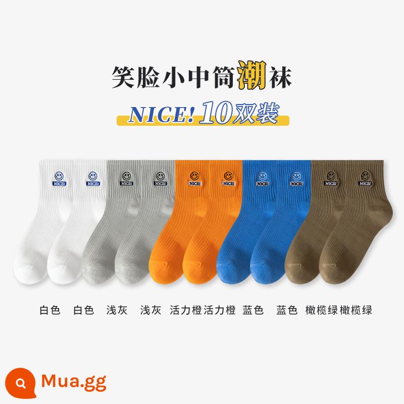 Vớ ống trung Nanjiren mới mùa thu đông cotton nguyên chất Vớ Zhuji nam khử mùi thấm hút mồ hôi thể thao ống dài thủy triều vớ ins - 10 cặp D