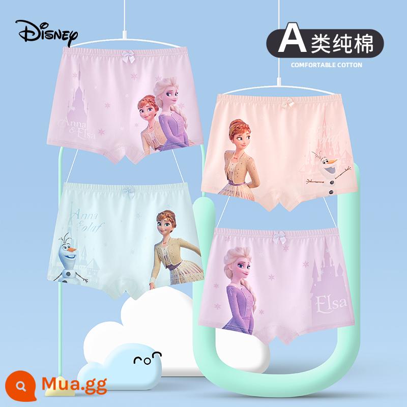 Disney Quần Lót Bé Gái Cotton Trẻ Em Boxer Bé Gái Mùa Hè Quần Lót Boxer Vừa Và Lớn Trẻ Em Cotton Bé Gái - Công Chúa Elsa F76009 (Bộ 4 Bông Kháng Khuẩn)