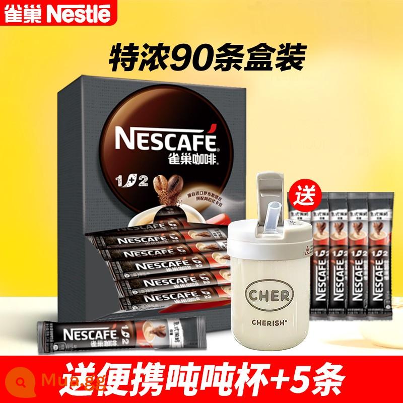 Nestle Nescafe 1+2 espresso 90 gói bột cà phê giải khát uống liền 3 trong 1 dành cho sinh viên hàng đầu chính thức - Hộp đậm đặc hơn gồm 90 thanh [cốc ton di động miễn phí + 5 thanh].