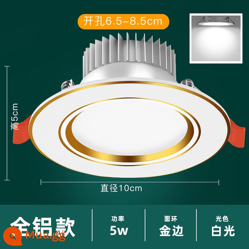 Đèn LED Downlight Âm Trần Lỗ Ánh Sáng 7.5Mm Nhúng Phòng Khách Ốp Trần Siêu Mỏng Lối Đi Đèn Nhà 3 Màu Đèn Pha - Gói 20 miếng★Nhôm 5W viền vàng★ánh sáng trắng★lỗ 6,5-8,5CM