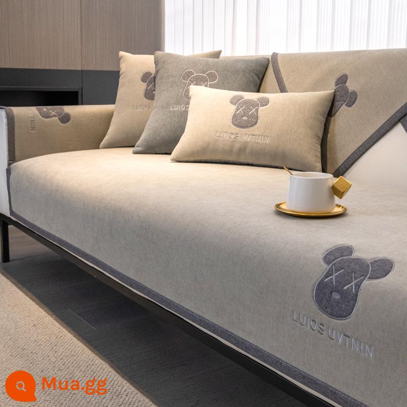 Voan Sofa Đệm Bốn Mùa Đa Năng Chống Trơn Trượt Cao Cấp Bọc Vải Bắc Âu Đơn Giản Hiện Đại Đệm Bao Gồm Đa Năng - Gấu bạo lực-Qianka [Chenille nâng cấp]