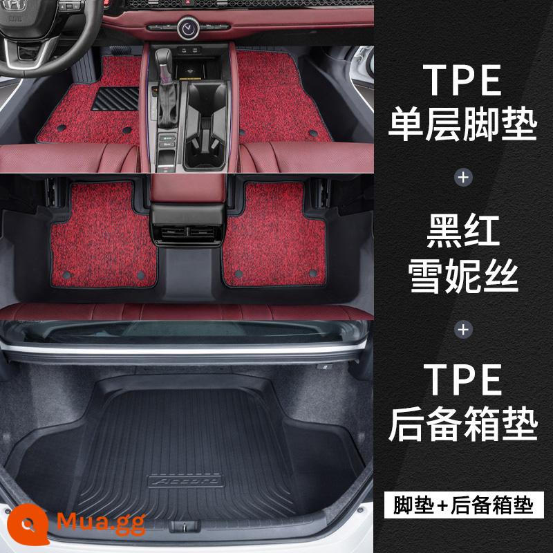 Thích hợp cho 22 tấm thảm lót sàn ô tô Honda Accord thế hệ thứ mười được bao quanh hoàn toàn bởi thảm lót sàn ô tô tpe sửa đổi thế hệ thứ tám mươi chín - [Thảm bệ cửa túi TPE] + thảm tuyết đen đỏ + thảm chính cốp xe