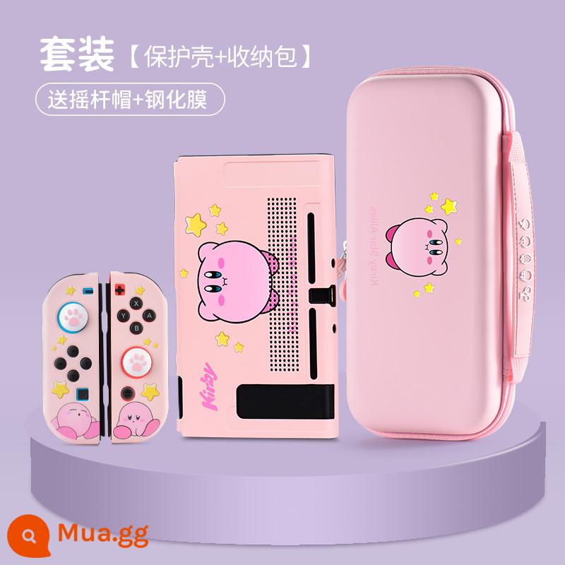 Vỏ bảo vệ Nintendo Switch vỏ cứng màn hình oled tích hợp tay cầm silicon vỏ mềm Star Kirby Phiên bản tiếng Nhật thời lượng pin phiên bản ns vỏ bảo vệ đế cắm được miếng dán có thể tháo rời hộp đựng thẻ di động túi đựng - NS [Gói Kirby] [Vỏ + Túi] Tặng kèm Mũ lưỡi trai + Phim cường lực