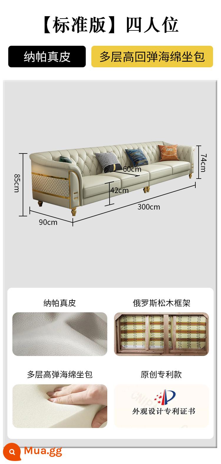 Ánh sáng Ánh sáng sang trọng sofa Phòng khách hiện đại tối giản tối giản cao cấp -đồ nội thất nhỏ Căn hộ nhỏ Căn hộ bốn người kết hợp - [Phiên bản tiêu chuẩn] Bốn người