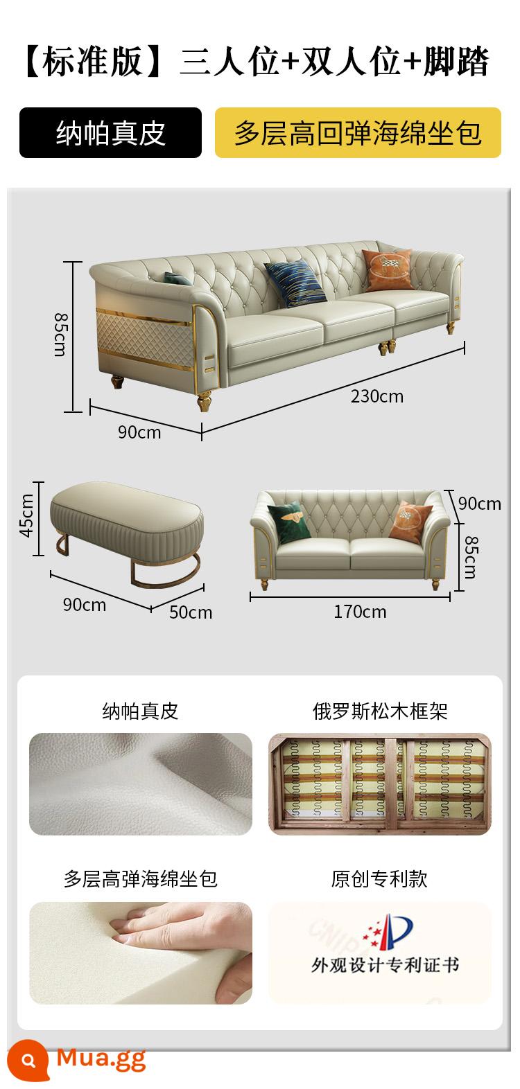 Ánh sáng Ánh sáng sang trọng sofa Phòng khách hiện đại tối giản tối giản cao cấp -đồ nội thất nhỏ Căn hộ nhỏ Căn hộ bốn người kết hợp - [Phiên bản tiêu chuẩn] Ba vị trí + Hai vị trí + Bàn đạp