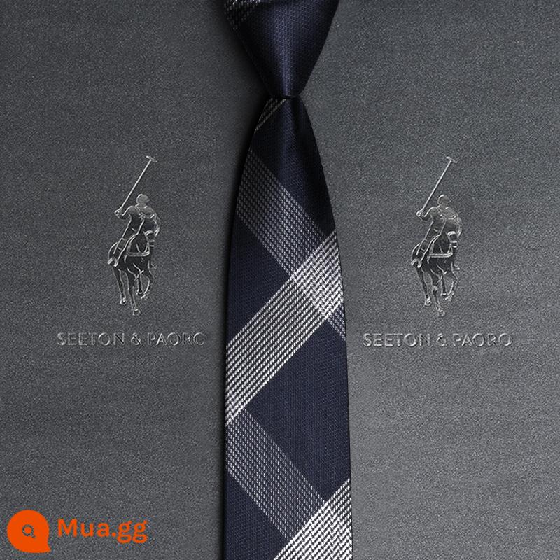 Colorton Ralph Lauren Polo Tie Nam Công Việc Phù Hợp Với Dây Kéo Rảnh Tay Phong Cách Cưới Chú Rể Đen Hộp Quà Tặng Cao Cấp - Mẫu kẻ sọc xanh-P721 xách tay (lưu ý dây kéo)