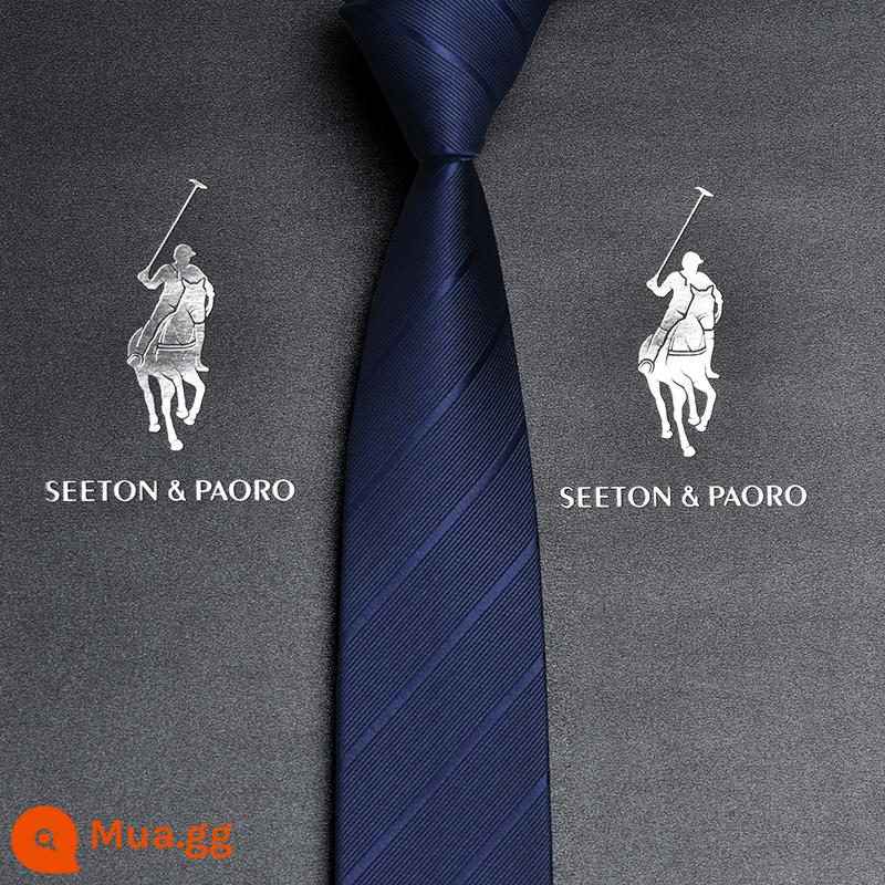 Colorton Ralph Lauren Polo Tie Nam Công Việc Phù Hợp Với Dây Kéo Rảnh Tay Phong Cách Cưới Chú Rể Đen Hộp Quà Tặng Cao Cấp - Sọc xanh-Mẫu in tay P710 (cần lưu ý dây kéo)