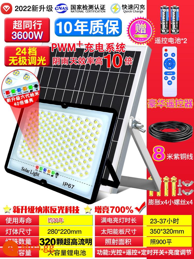 Đèn sân vườn năng lượng mặt trời siêu sáng công suất cao đèn LED gia dụng 1000W một kéo hai nông thôn mới chống thấm nước - 800X nanomet 320 hạt đèn siêu sáng mờ vô cấp đa chức năng + 8 mét dây đồng