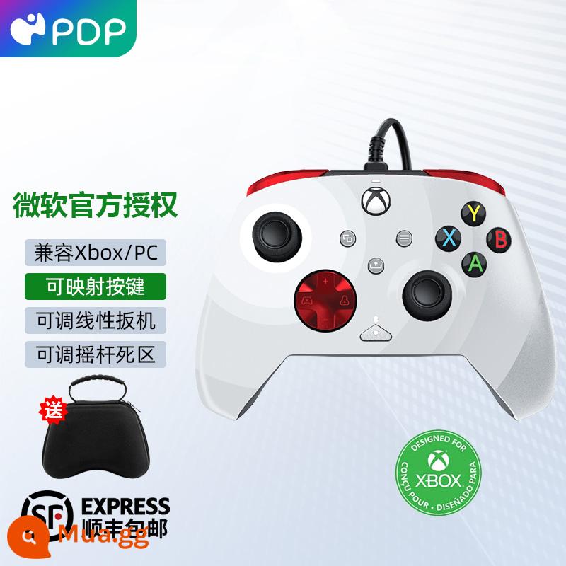 Tay cầm PDP Xbox Microsoft được ủy quyền chính thức của GamePad Xbox Series PC Phiên bản máy tính một máy chủ cho Mappore Apex Skin -Senior Line Line 5 Elton French Ring - Mẫu nút quay lại PDP (trắng và đỏ) + túi cầm tay màu đen