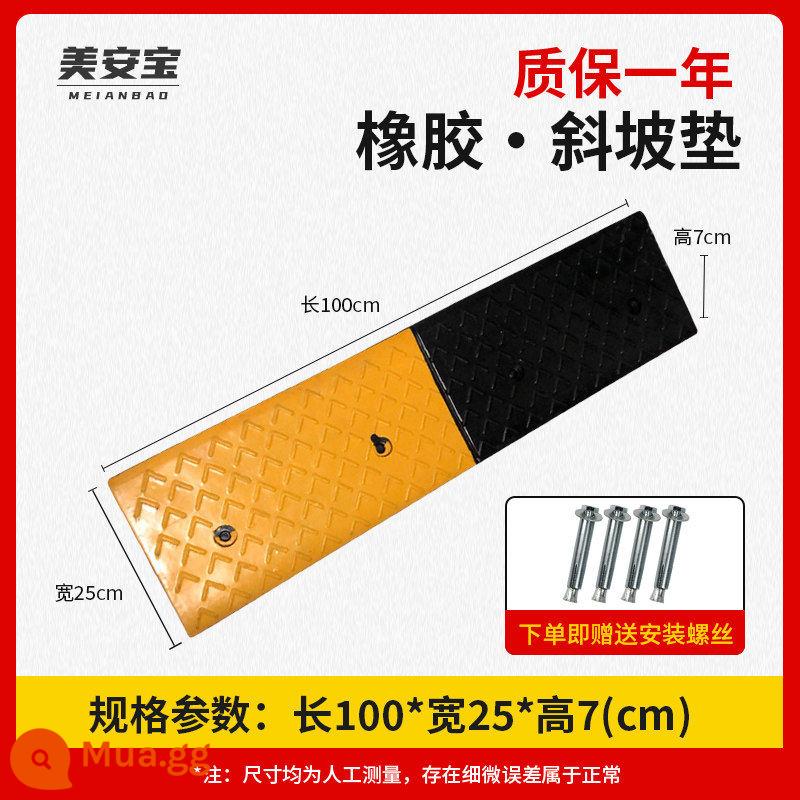 Cao su cao 13cm bước đệm dốc đệm đường răng xe ngưỡng đệm đường dọc theo dốc lên bậc leo tam giác - 7 cao su màu vàng đen cao