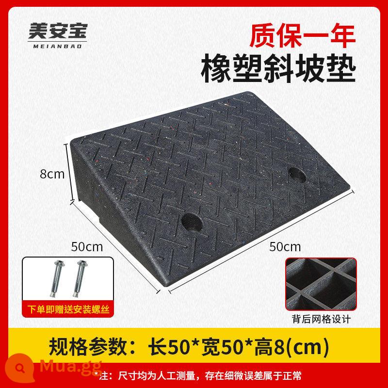 Cao su cao 13cm bước đệm dốc đệm đường răng xe ngưỡng đệm đường dọc theo dốc lên bậc leo tam giác - 50*50*8