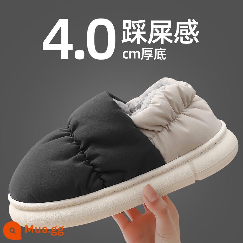 Giày cotton mùa đông nam đất 2022 giày nam mới cho người lớn tuổi nhung gia đình trung niên và người già giày bố dày chống trượt ấm áp - đen