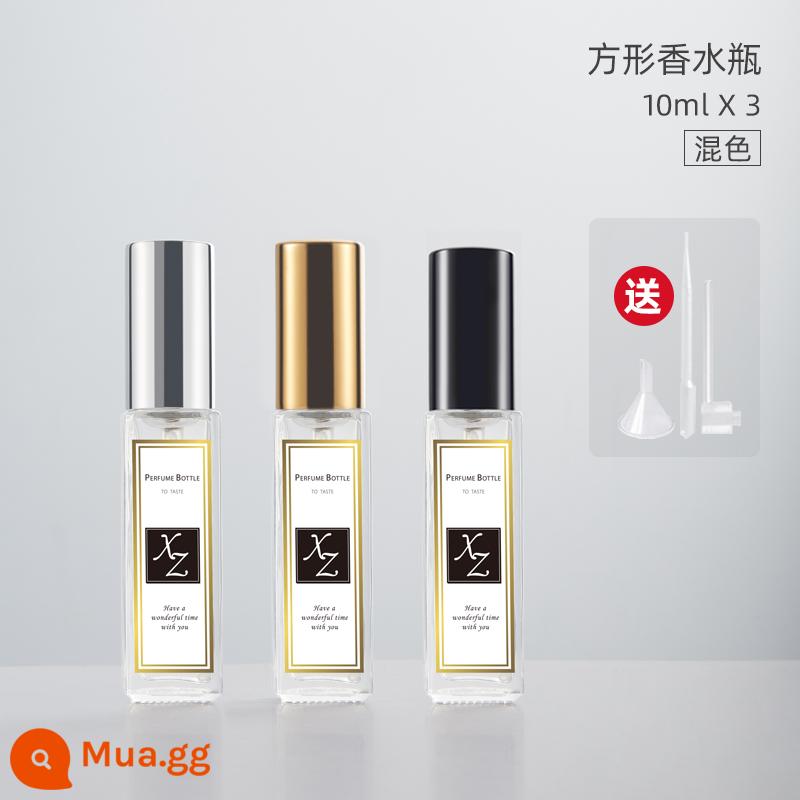 Nước hoa đóng chai đáy rót cao cấp xách tay dùng thử bộ đầu xịt chai rỗng bơm thẳng chai 10ml - Vàng + Bạc + Đen 10ML-Thủy tinh [Gói 3 hỗn hợp]