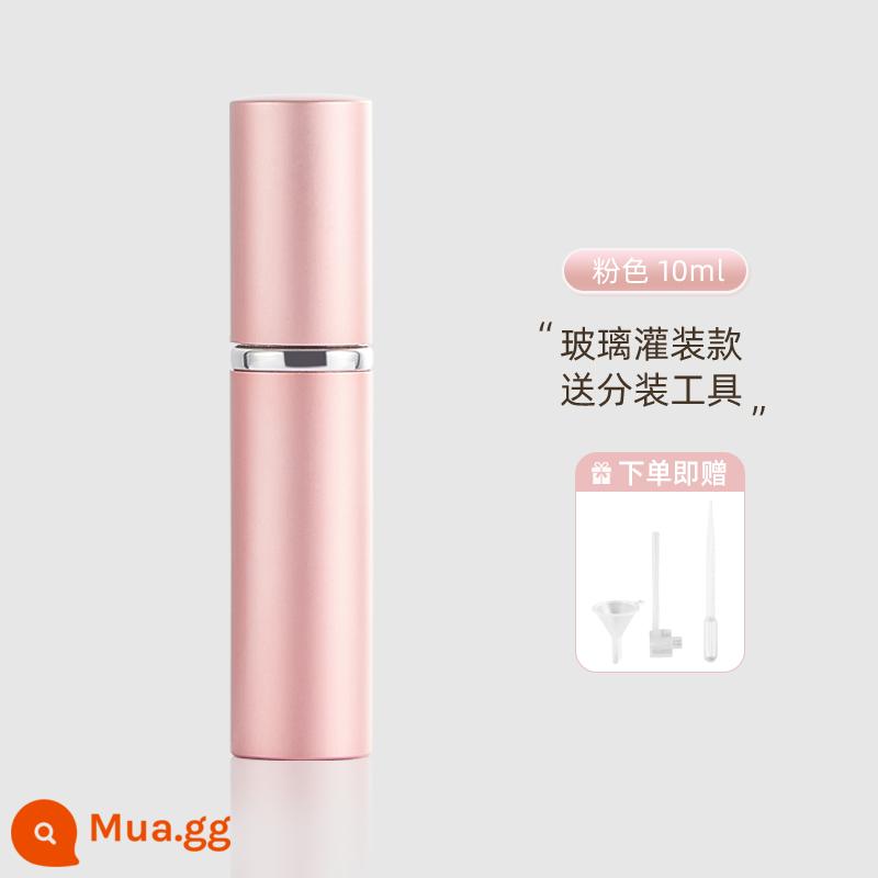 Nước hoa đóng chai đáy rót cao cấp xách tay dùng thử bộ đầu xịt chai rỗng bơm thẳng chai 10ml - Mẫu rót thủy tinh 10ml màu hồng