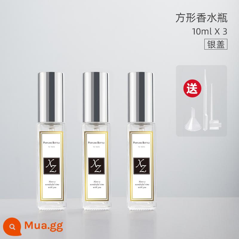 Nước hoa đóng chai đáy rót cao cấp xách tay dùng thử bộ đầu xịt chai rỗng bơm thẳng chai 10ml - Bạc 10ML-Thủy tinh [3 gói]