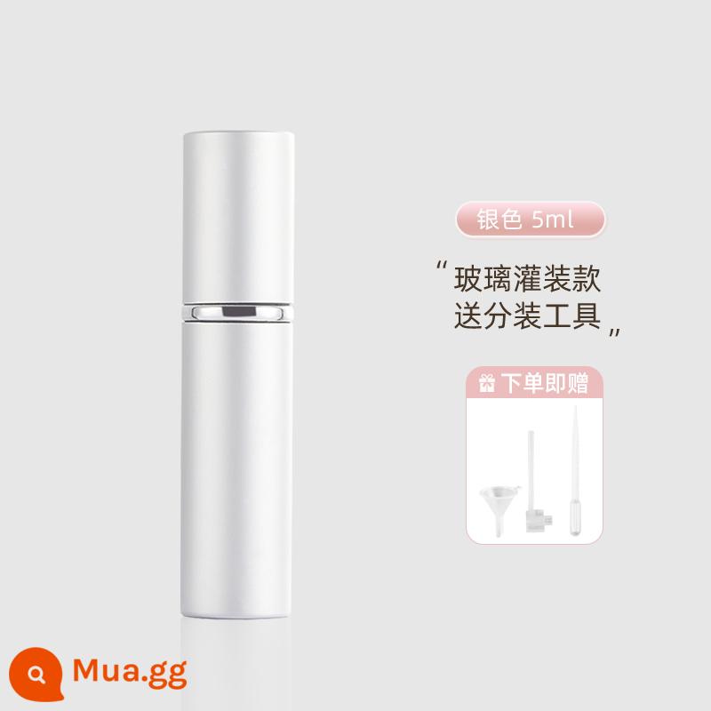 Nước hoa đóng chai đáy rót cao cấp xách tay dùng thử bộ đầu xịt chai rỗng bơm thẳng chai 10ml - Mẫu rót thủy tinh 5ML màu bạc trang nhã