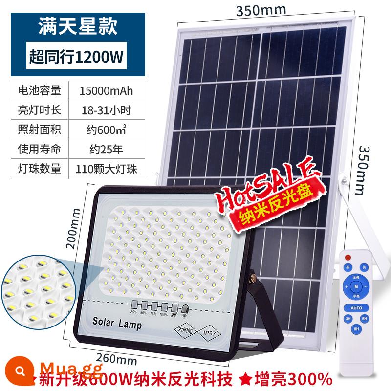 2022 Năng Lượng Mặt Trời Mới Cảm Biến Ánh Sáng 1000W Siêu Sáng Cao Cấp Gia Đình Chiếu Sáng Nông Thôn Ngoài Trời Đèn Sân Vườn - Hạt đèn phòng khách 600W★Nano [600 mét vuông] màn hình nguồn + điều khiển ánh sáng + điều khiển từ xa