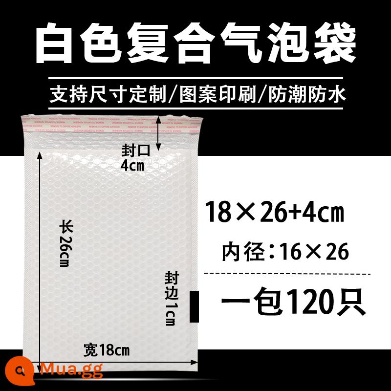 Màu đen co-đùn màng bong bóng phong bì màu trắng ngọc trai tổng hợp túi cuốn sách quần áo bao bì chuyển phát nhanh bao bì bọt dày - Trắng Trắng 18*26 (120 miếng