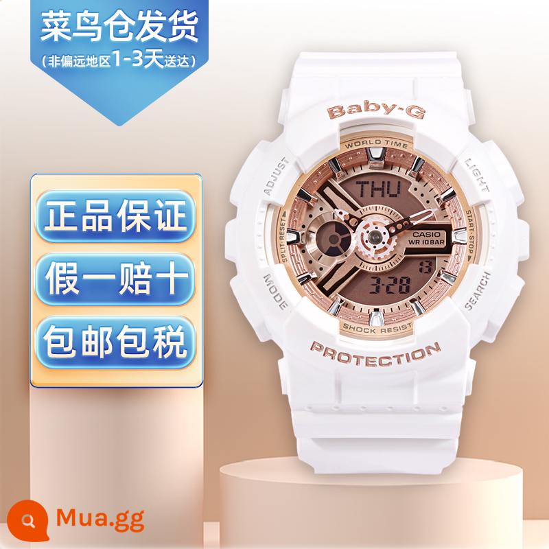 Đồng hồ CASIO nữ chính hãng babyg Dương Tử cùng đồng hồ điện tử thể thao trắng chống nước BA-110 - BA-110-7A1 màu trắng