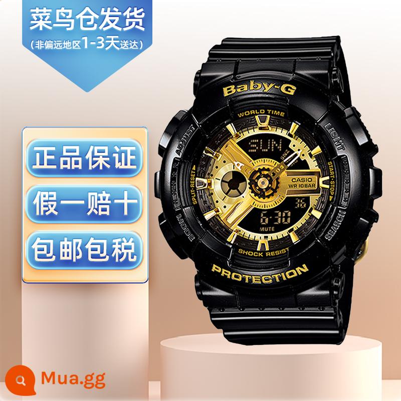 Đồng hồ CASIO nữ chính hãng babyg Dương Tử cùng đồng hồ điện tử thể thao trắng chống nước BA-110 - Vàng đen BA-110-1A