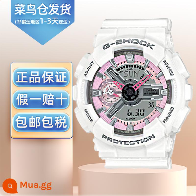 Đồng hồ CASIO nữ chính hãng babyg Dương Tử cùng đồng hồ điện tử thể thao trắng chống nước BA-110 - Hồng và trắng GMA-S110MP-7A