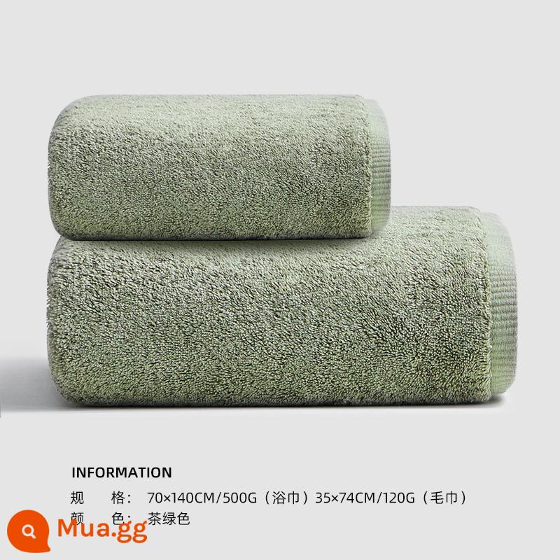 Khăn Tắm Sanli Mùa Đông Nữ 2022 Cotton Mới Cotton Nguyên Chất Gia Dụng Thấm Nước Nhanh Khô Khăn Quấn Nam Khăn Người Lớn Bộ Hai Món - Trà xanh 1 khăn tắm + 1 khăn lau tay (Tiêu chuẩn loại A/nâng cấp 500g)