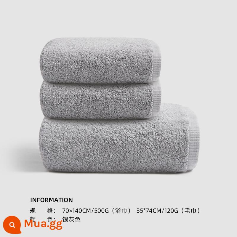 Khăn Tắm Sanli Mùa Đông Nữ 2022 Cotton Mới Cotton Nguyên Chất Gia Dụng Thấm Nước Nhanh Khô Khăn Quấn Nam Khăn Người Lớn Bộ Hai Món - Xám bạc 1 khăn tắm + 2 khăn tắm (Tiêu chuẩn loại A/nâng cấp 500g)