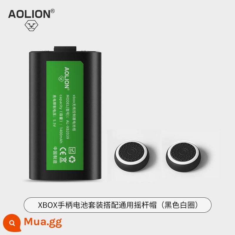 Pin lithium của bộ điều khiển Xbox AOLION phù hợp với bộ điều khiển gốc của Microsoft seriesx/s bộ sạc XSX XSS Elite Elite thế hệ bộ sạc đồng bộ - Bộ pin lithium có thể sạc lại cho bộ điều khiển Xbox + nắp bập bênh đa năng màu đen với vòng tròn màu trắng [tiết kiệm chi phí hơn so với mua riêng]