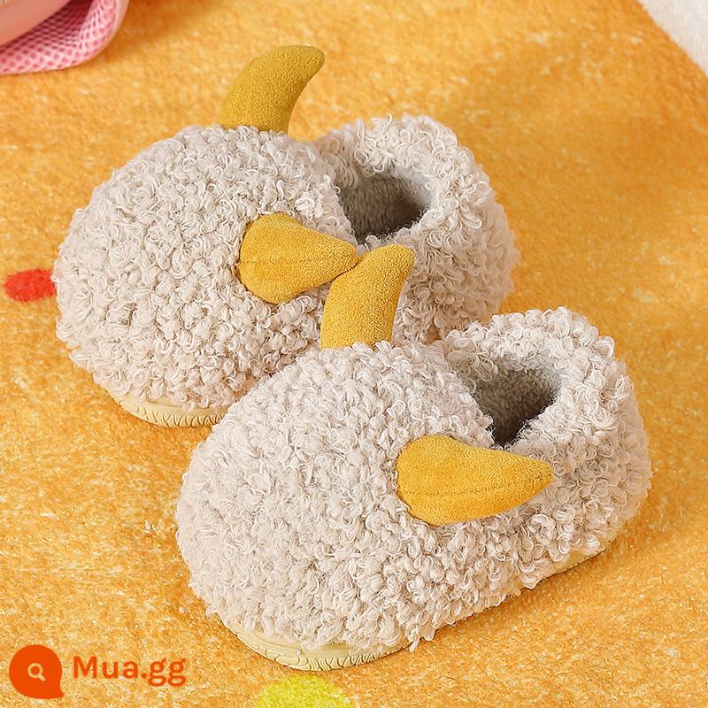 Bóng bông trẻ em túi mùa đông Boys Boys Dễ thương Nhà ấm áp Cô gái ấm áp bé bé -Child cotton giày mùa đông mang - [Sừng] trắng nhạt