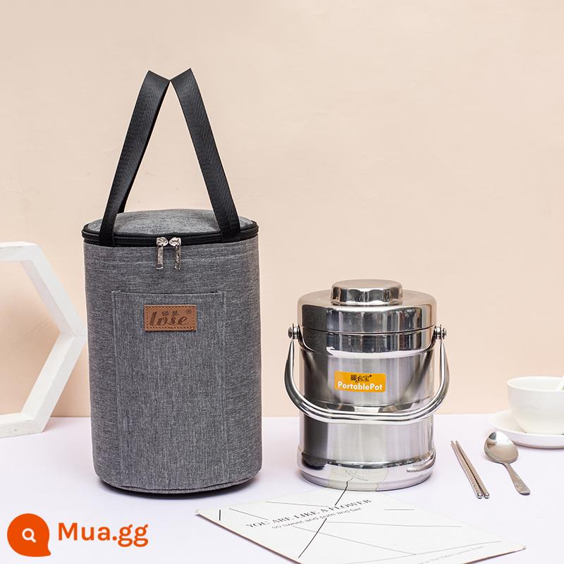 Thống nhiệt cách nhiệt Than Hệ thống sưởi Tay áo dày lớn hình tròn Bento Bento Bento -lifting tròn thùng nhôm túi nhôm túi - Kích thước lớn chiều cao 27 chiều rộng 17 thùng màu xám đậm [cách nhiệt]