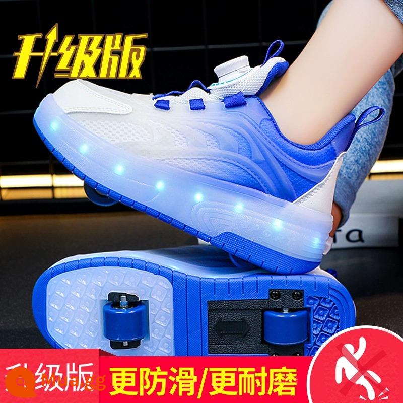 Giày Trẻ Em Giày Thể Thao Bé Trai 2023 Mới Khóa Xoay Trẻ Em Thoáng Mát Internet Người Nổi Tiếng Giày Heelys Mùa Thu Nhấp Nháy Giày Trượt Patin - Màu xanh [nâng cấp]