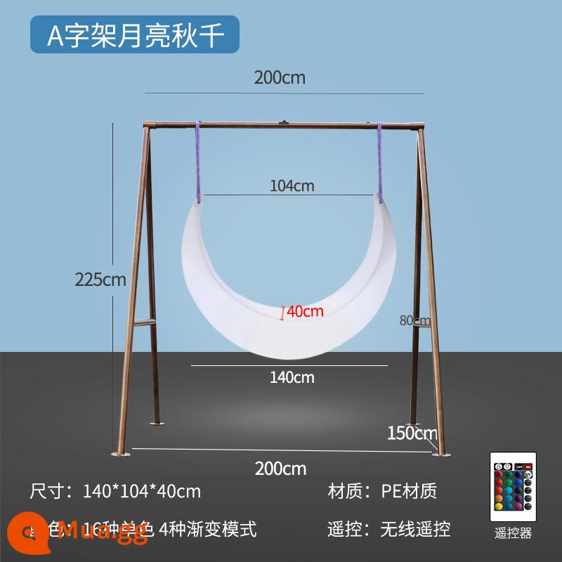 Đèn LED Ánh sáng mặt trăng phát sáng Nội thất ngoài trời Trang trí uốn cong ánh trăng thương mại Vẻ đẹp Chen Hoạt động đạo cụ trực tuyến Mặt trăng đỏ mùa thu hàng ngàn - Mặt trăng: 140*40*104cm với khung chữ A