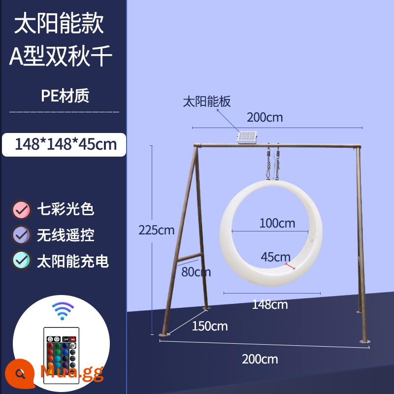 Đèn LED Ánh sáng mặt trăng phát sáng Nội thất ngoài trời Trang trí uốn cong ánh trăng thương mại Vẻ đẹp Chen Hoạt động đạo cụ trực tuyến Mặt trăng đỏ mùa thu hàng ngàn - Xích đu năng lượng mặt trời khung chữ A: 148cm