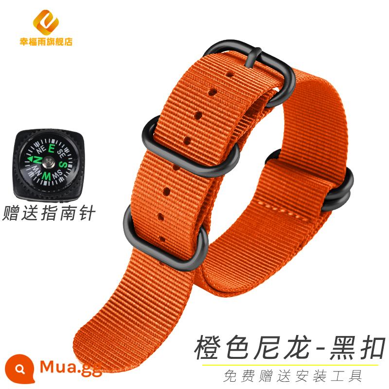 Dây nylon NOTA NATO thích hợp cho la bàn ngoài trời Omega seahorse Jeep jeep Panerai 24 - Khóa 10 # màu cam - đen