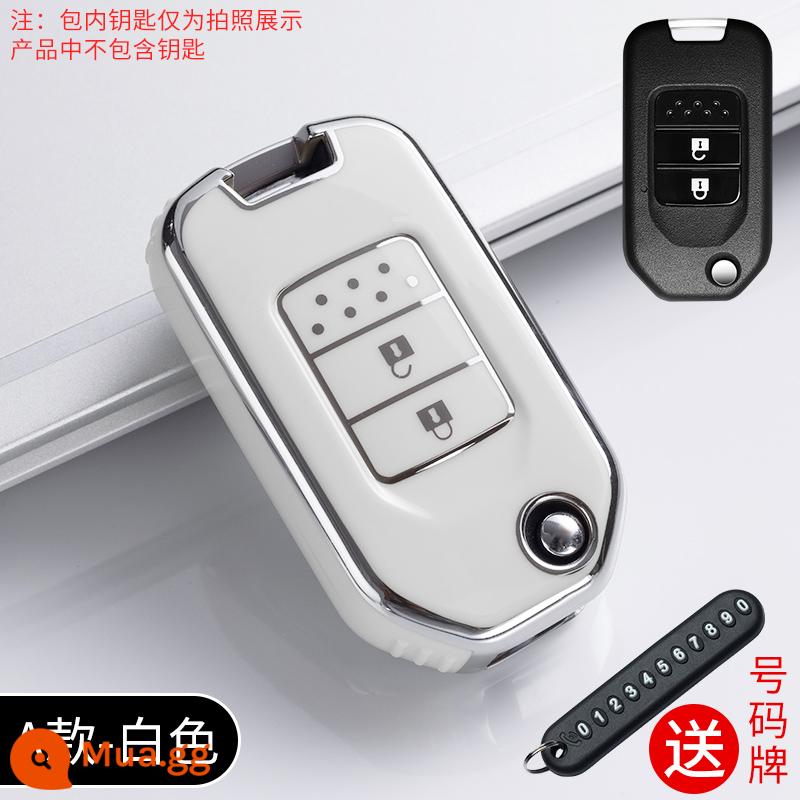 Thích hợp cho bộ chìa khóa Honda Civic thế hệ thứ mười Accord crv Crown Road xrv Binzhi Gelingpai Haoying khóa túi điều khiển từ xa - [Loại A màu trắng] nắp phím đơn