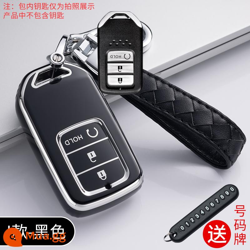 Thích hợp cho bộ chìa khóa Honda Civic thế hệ thứ mười Accord crv Crown Road xrv Binzhi Gelingpai Haoying khóa túi điều khiển từ xa - [I style đen]+khóa hình số 8+kiểu dây da