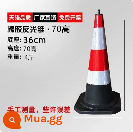 Nón đường cao su 70cm nón phản quang nón chắn đường Nón kem 50cm nón thùng cột cảnh báo nón an toàn phương tiện giao thông - Vòng nâng (Cao su) cao 75cm và nặng 4 pound