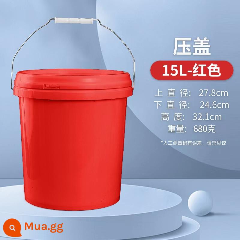 Xô nhựa có nắp, xô kín, xô nhỏ 25 lít, sơn latex vuông, nguyên liệu in theo yêu cầu, trống nắp vặn - Nắp áp suất 15 lít màu đỏ